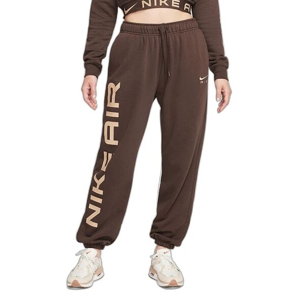 Nike Air Max High-Waisted Joggers Women's L Brown Beige Fleece New LE FB8051-237 - Picture 1 of 16